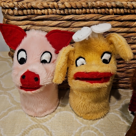 70s Sheram Hand Puppet Animal Set: Pig Croc Duck Bear Zebra Elephant Giraffe - Picture 7 of 11